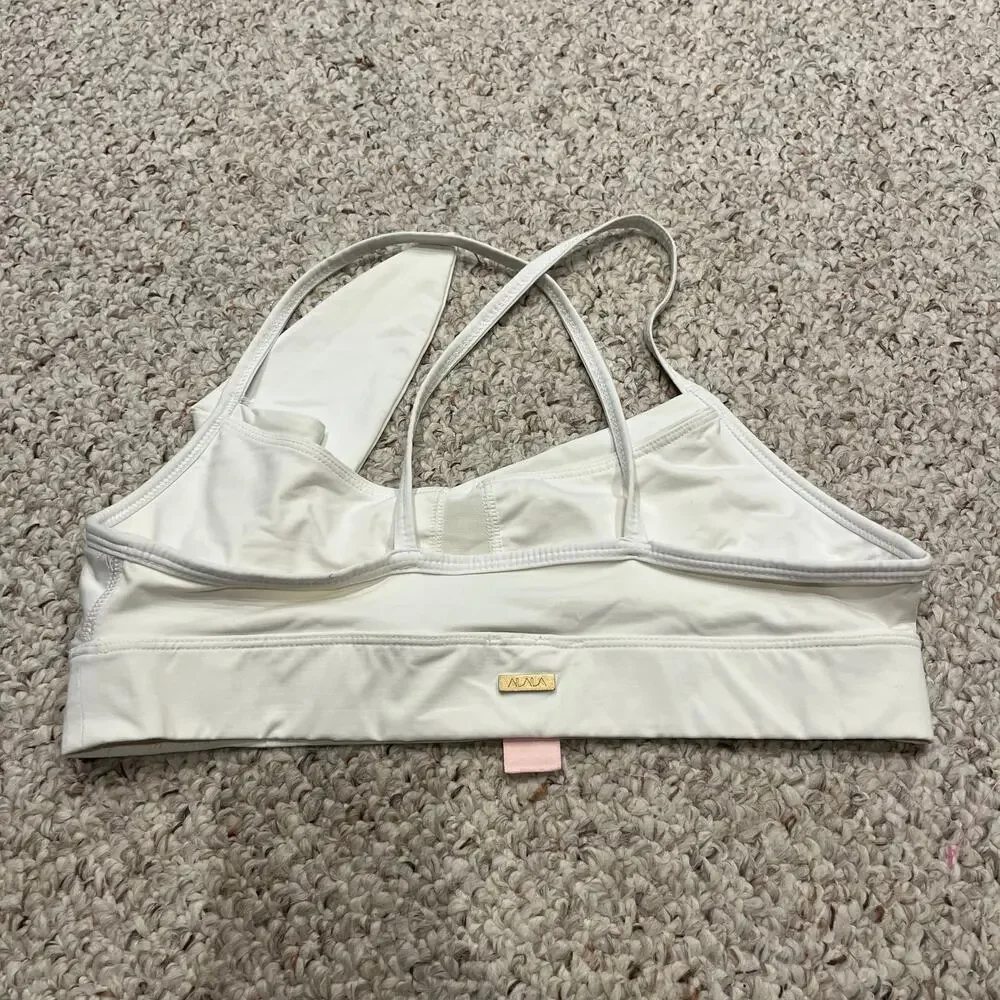 Alala Tie Front Sports Bra Sz L Cream Active Gym Workout